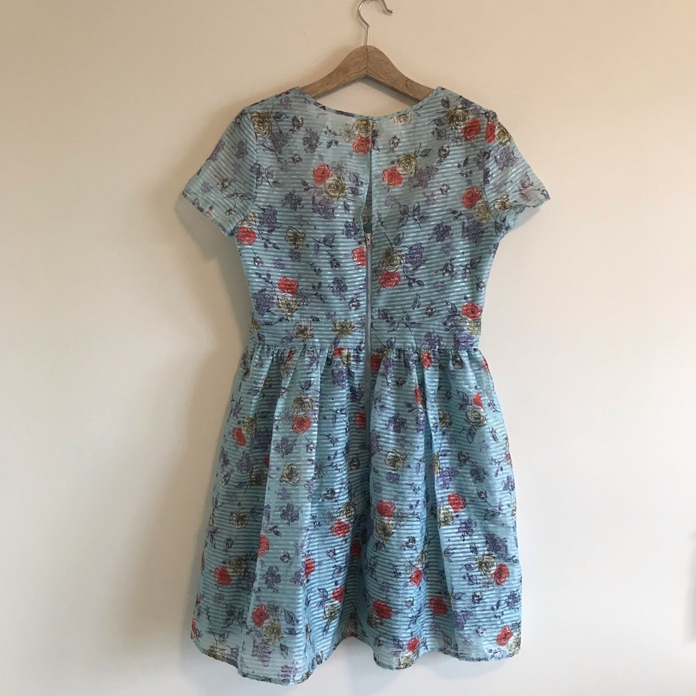 Gabby Skye Blue Floral Organza Dress